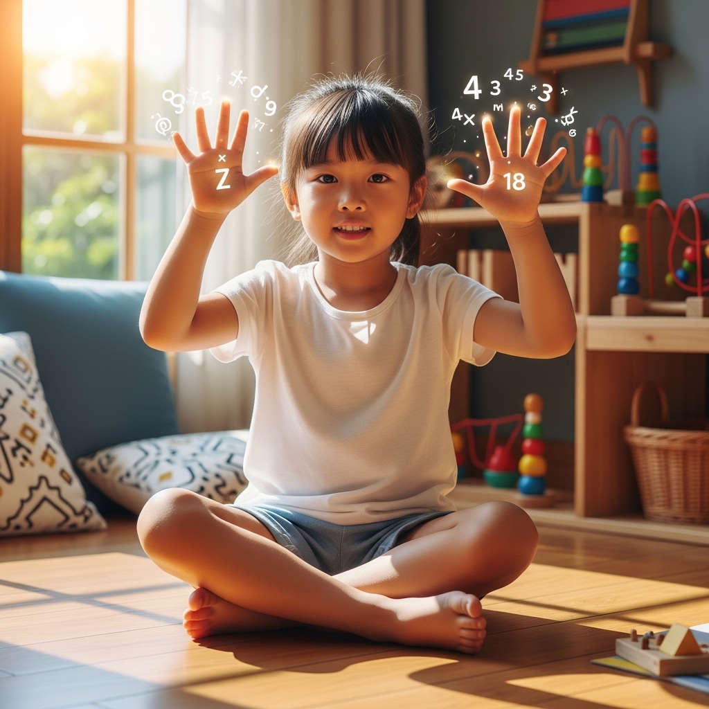 Hình ảnh minh họa đôi bàn tay thể hiện các con số theo phương pháp Finger Math.