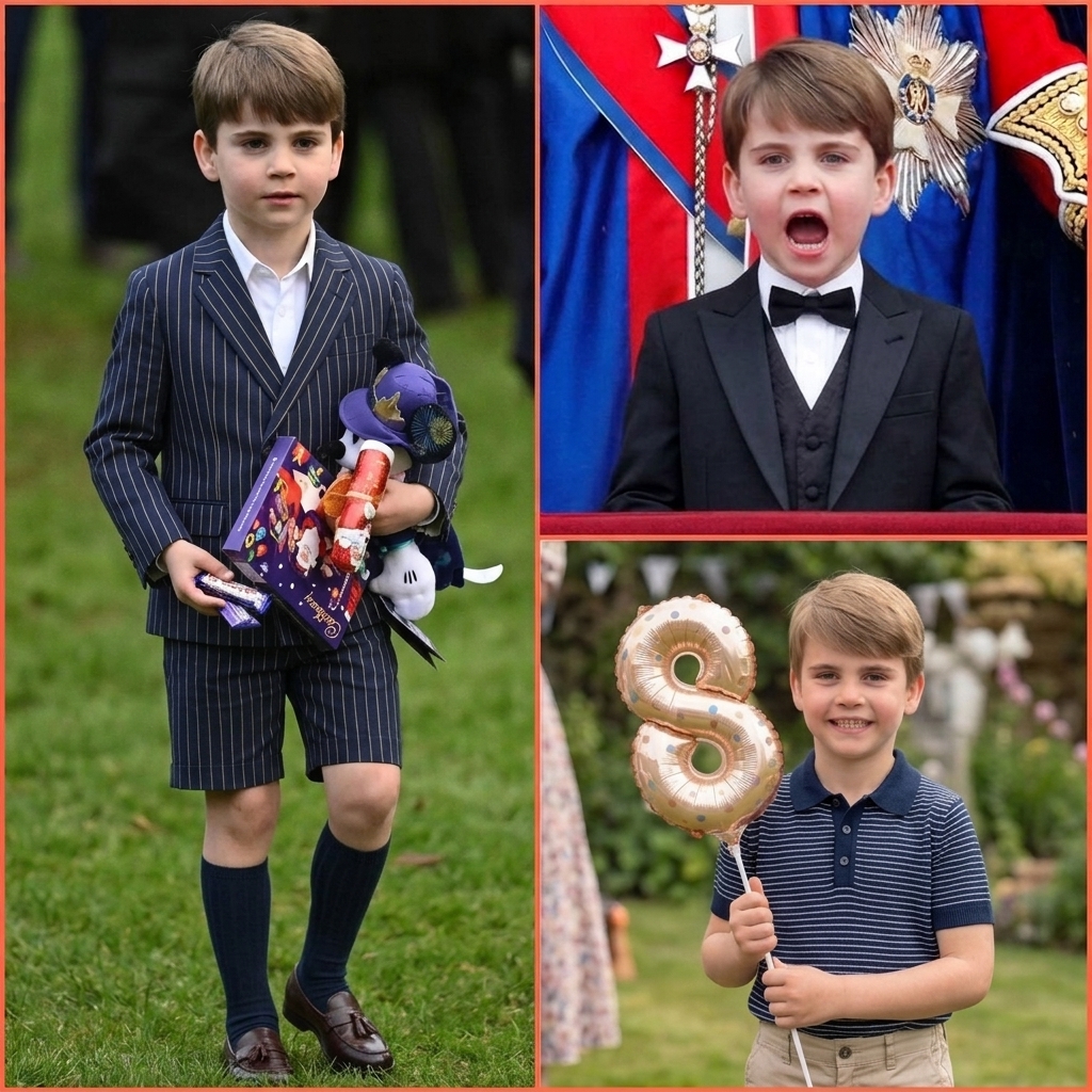 Thay đổi trang phục khác cho hoàng tử Louis. Thay đổi bong bóng số 6 thành bong bóng số 8 của hoàng tử Louis đang cầm. Giữ nguyên bố cục ảnh.