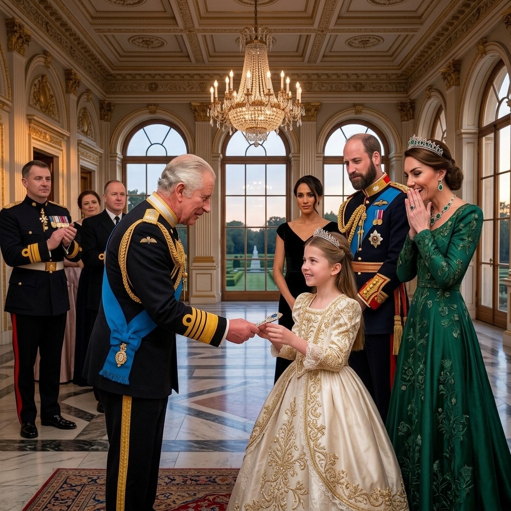 Thay đổi trang phục hoàng gia khác cho hoàng tử William và công nương Kate. Thêm ít râu cua nón cho hoàng tử William và không đội nón. Thay đổi không gian khác trong cung điện hoàng gia.
