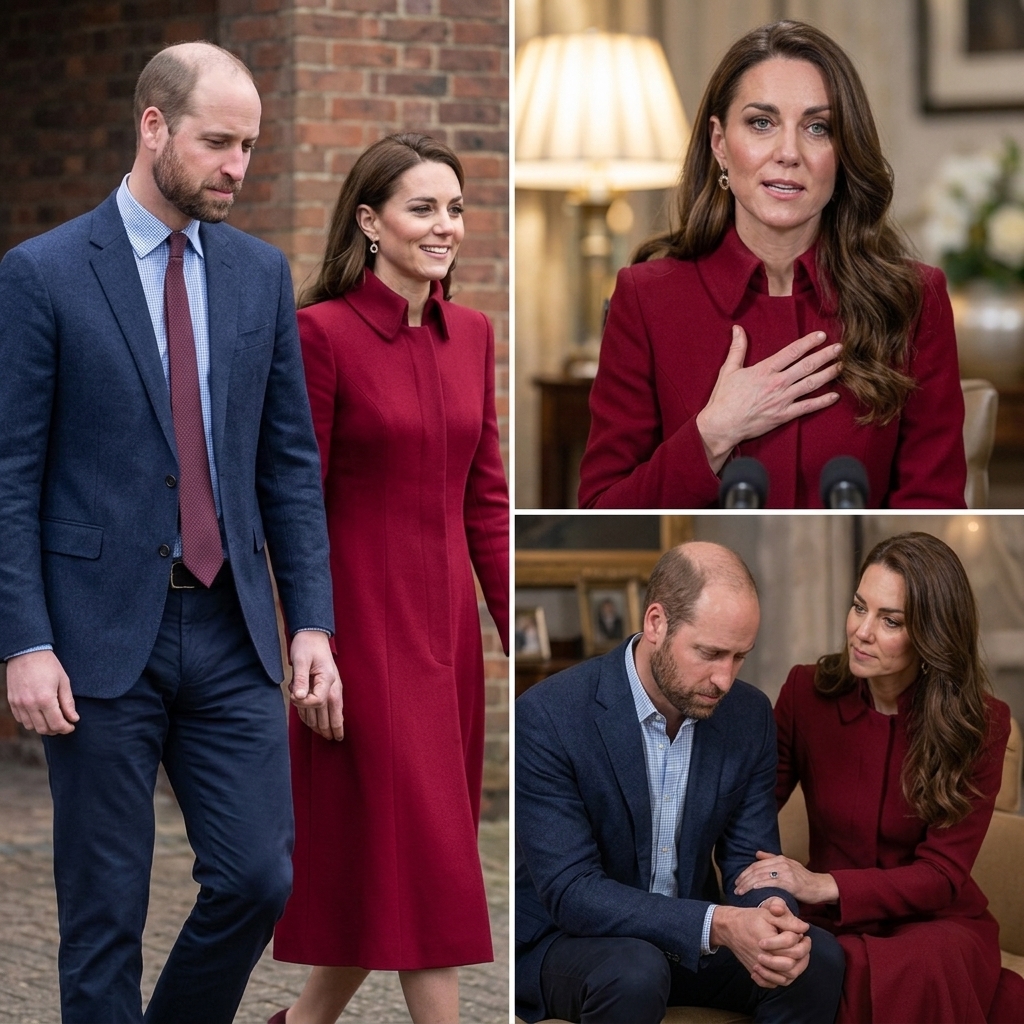 Thay đổi trang phục khác cho hoàng tử William. Thay đổi áo màu đỏ cho công nương Kate. Giữ nguyên râu cho hoàng tử William. Giữ nguyên bố cục ảnh.