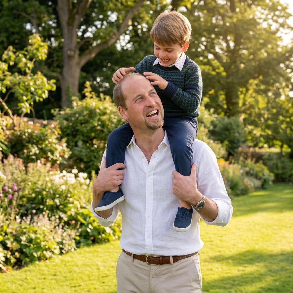 Phần ảnh phía dưới thay đổi trang phục khác cho hoàng tử William và hoàng tử Louis. Thêm râu cua nón nhạt không sẩm cho hoàng tử William và không đội nón.