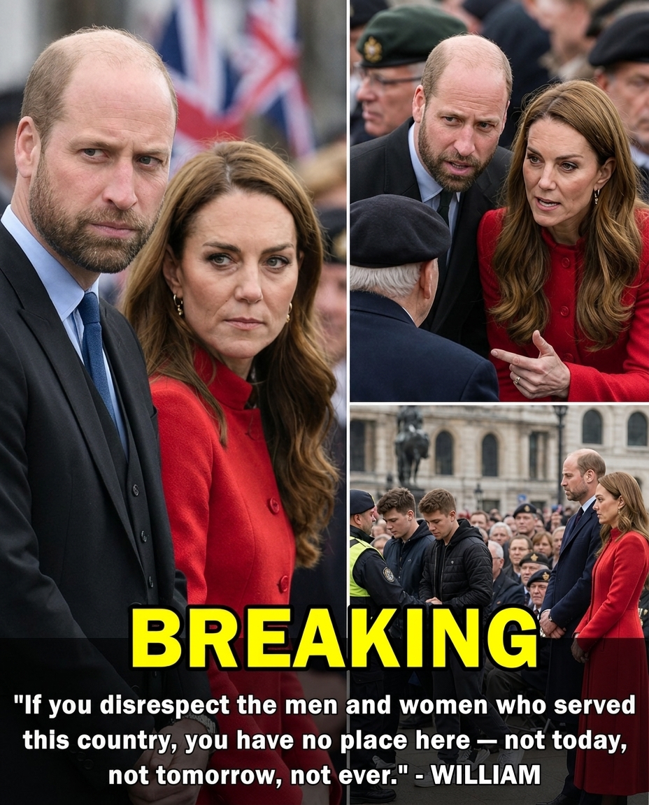 Thay đổi chiếc áo màu đỏ cho công nương Kate. Thay đổi vest đen cho hoàng tử William. Giữ nguyên bố cục ảnh và giữ nguyên quote chữ trong ảnh. Giữ nguyên râu cho hoàng tử William.