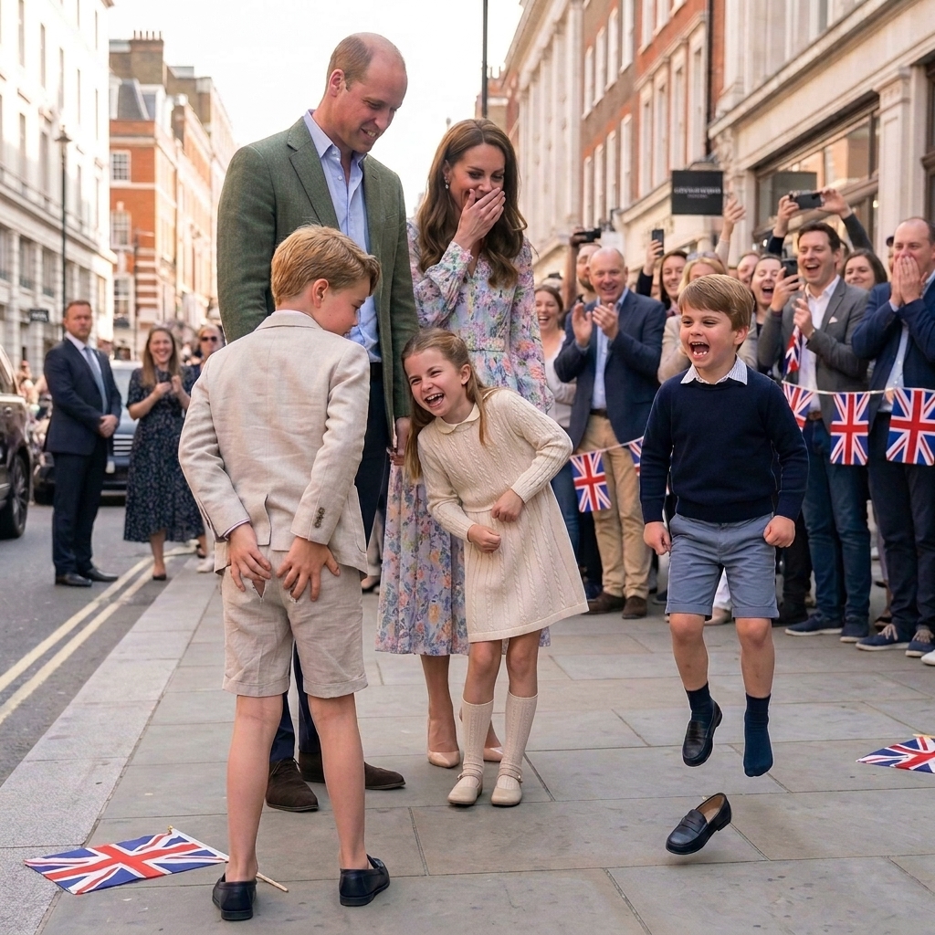 Thay đổi chân phải của hoàng tử Louis không mang giày.
