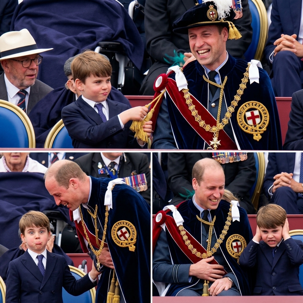 Thay đổi trang phục hoàng hoàng gia khác cho hoàng tử William. Thay đổi 3 khoảnh khắc hài hước khác cho hoàng tử Louis. Giữ nguyên bố cục ảnh.