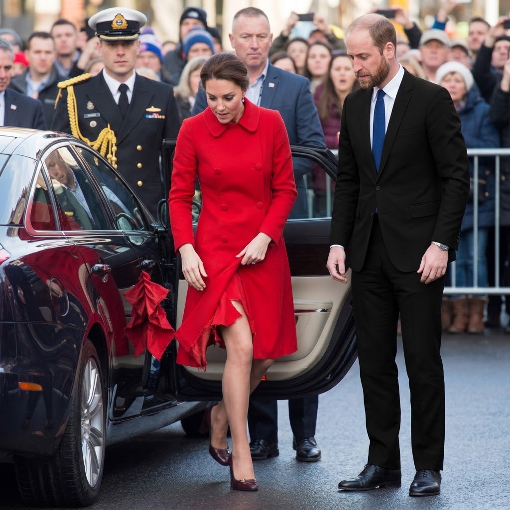 Thay đổi màu đen cho trang phục của hoàng tử William. Thêm râu cua nón nhạt không sẩm cho hoàng tử William và không đội nón. Công nương Kate bị cửa xe kẹp rách váy và phần vải của váy bị rách dính trên xe khi cửa đóng.