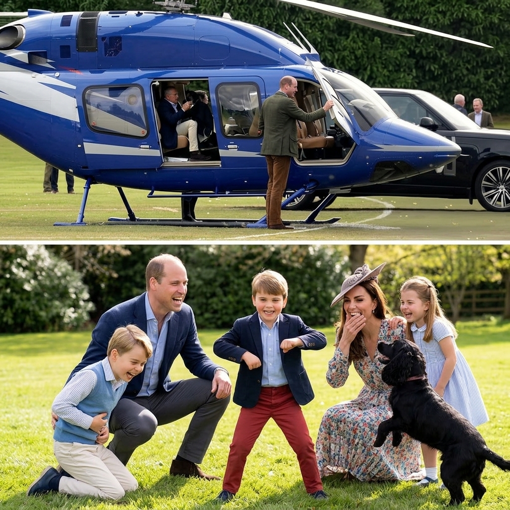 Thay đổi trang phục khác khác cho gia đình công nương Kate. Giữ nguyên bố cục ảnh: Phần ảnh ở trên xóa ảnh tròn nhỏ. Phần ảnh ở dưới thay đổi cảnh hoàng tử Louis nhảy Gangnam style và hoàng tử Geogre, William, công nương Kate, công chúa Charlotte cười nghiêng ngã và con chó đen nhảy lên.