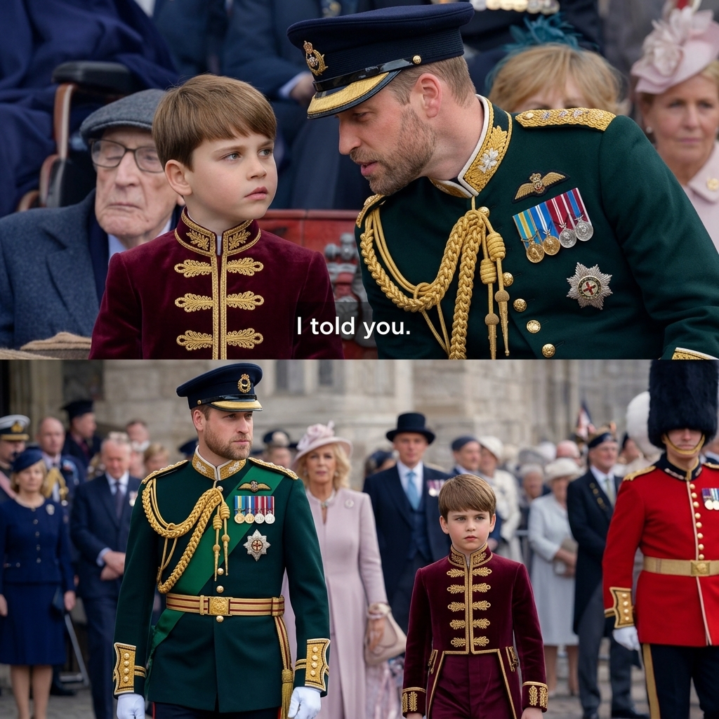 Thay đổi trang phục chuẩn hoàng gia khác cho hoàng tử William và hoàng tử Louis. Thêm râu cua nón nhạt màu không sẩm cho hoàng tử William.