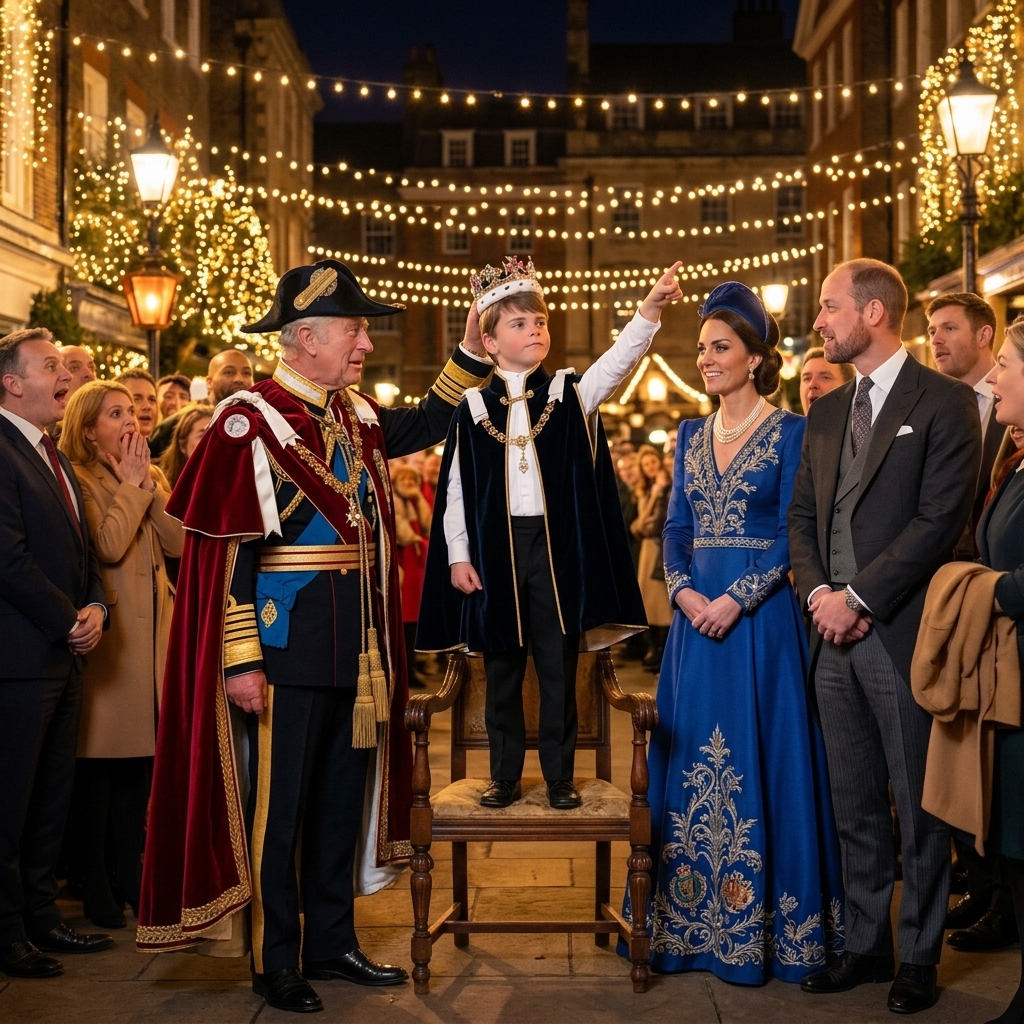 Thay đổi trang phục chuẩn hoàng gia khác cho công nương Kate, vua Charles, hoàng tử Louis và hoàng tử William. Thêm râu cua nón nhạt không sẩm và không đội mũ cho hoàng tử William.