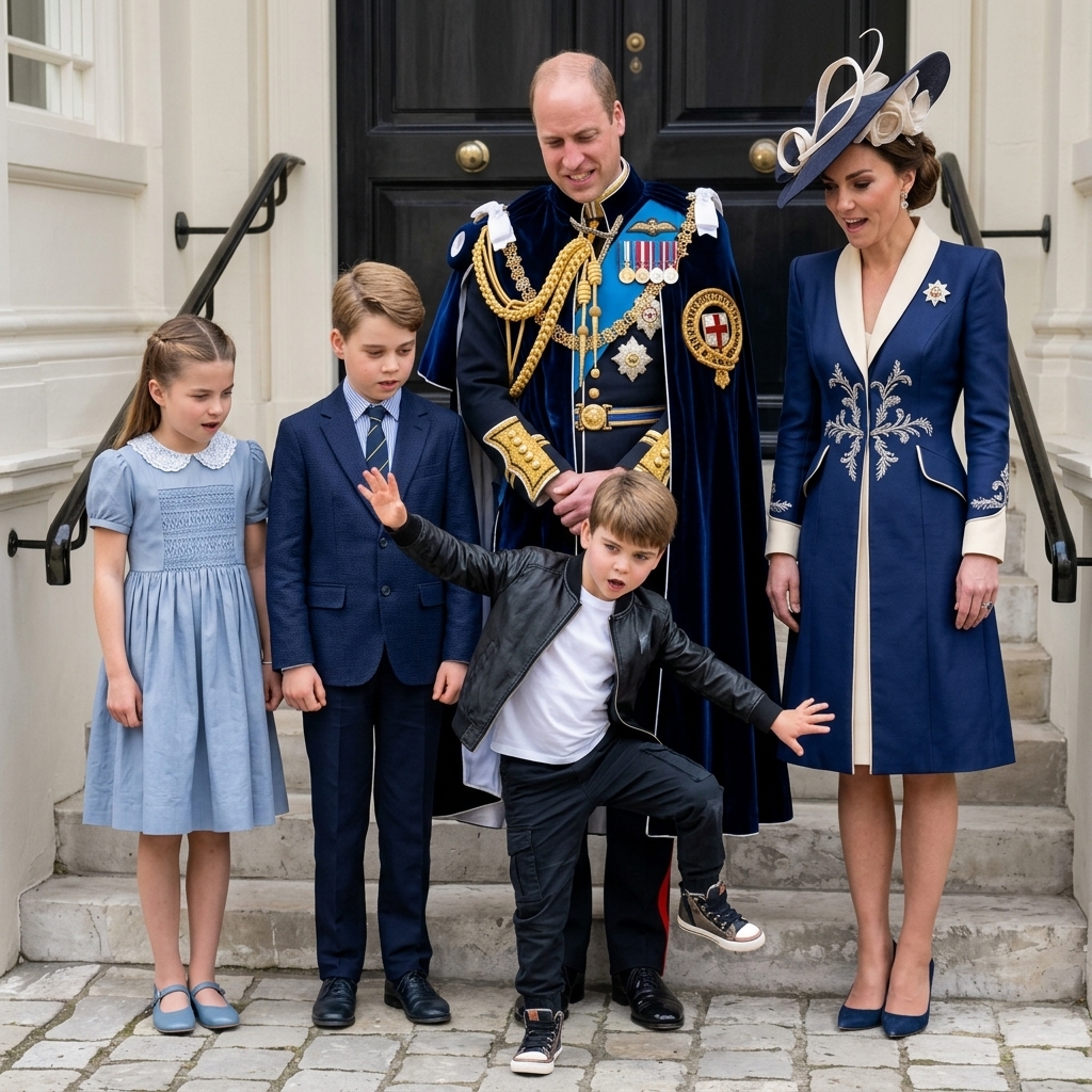 Thay đổi trang phục chuẩn hoàng gia khác cho hoàng tử William và công nương Kate. Thay đổi động tác nhảy hiphop khác cho hoàng tử Louis. Xóa ảnh hình tròn nhỏ dưới góc.