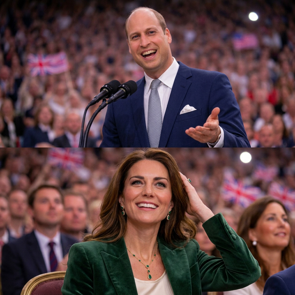 Thay đổi trang phục khác cho hoàng tử William và công nương Kate. Giữ nguyên bố cục ảnh.
