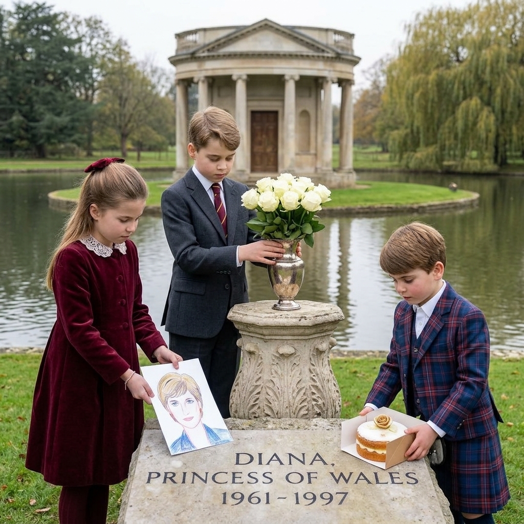 Thay đổi trang phục hoàng gia khác cho  công chúa Charlotte, hoàng tử Louis và hoàng tử Geogre. Thay đổi không gian lăng mộ bà Diana. Công chúa Charlotte cầm bức vẽ bà Diana đặt trên mộ, hoàng tử Geogre đặt bó hoa vào trong lọ đặ trên lăng mộ và hoàng tử Louis đặt bánh kem. Xóa con chim bồ câu.