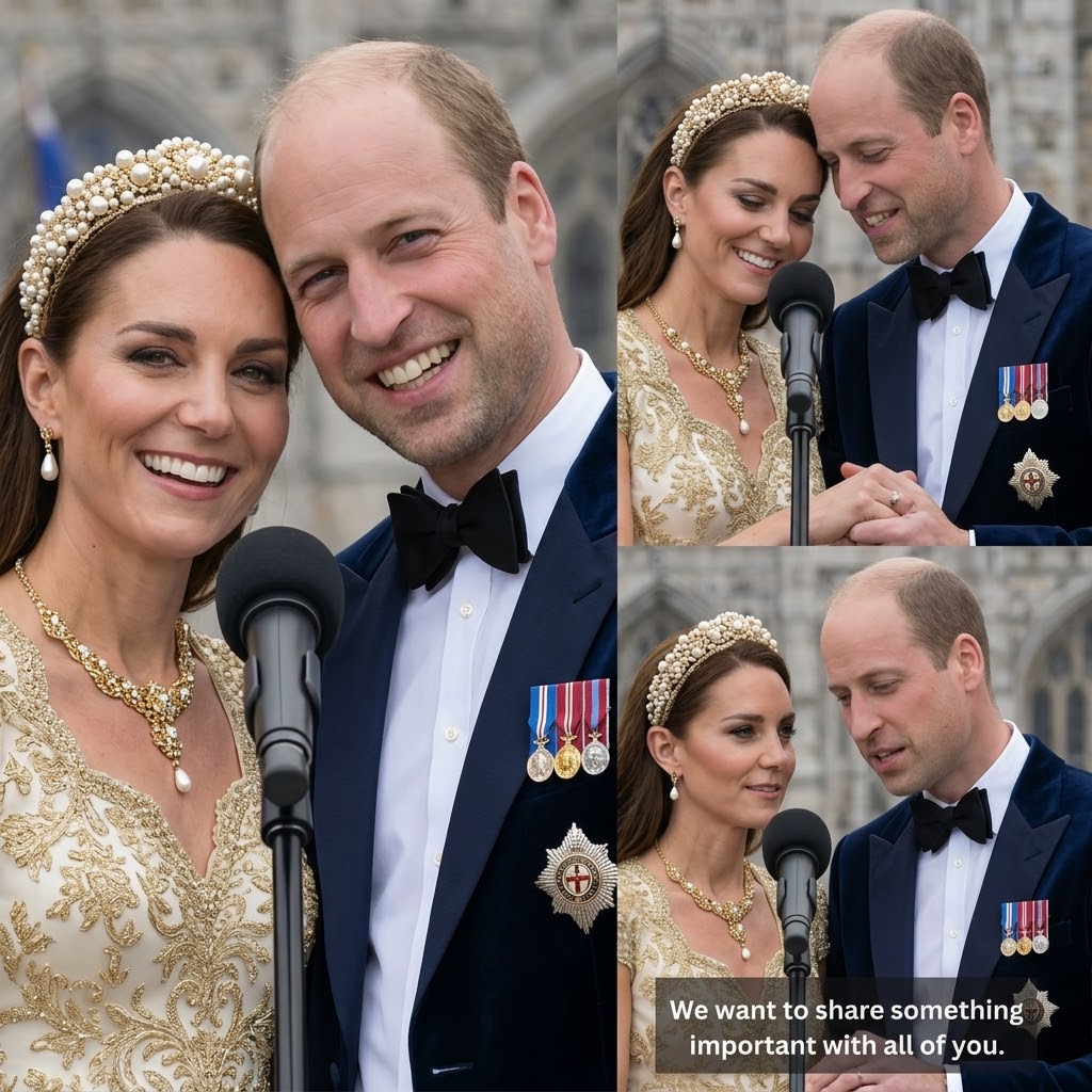 Thay đổi trang phục khác cho công nương Kate và hoàng tử William. Giữ nguyên bố cục ảnh.