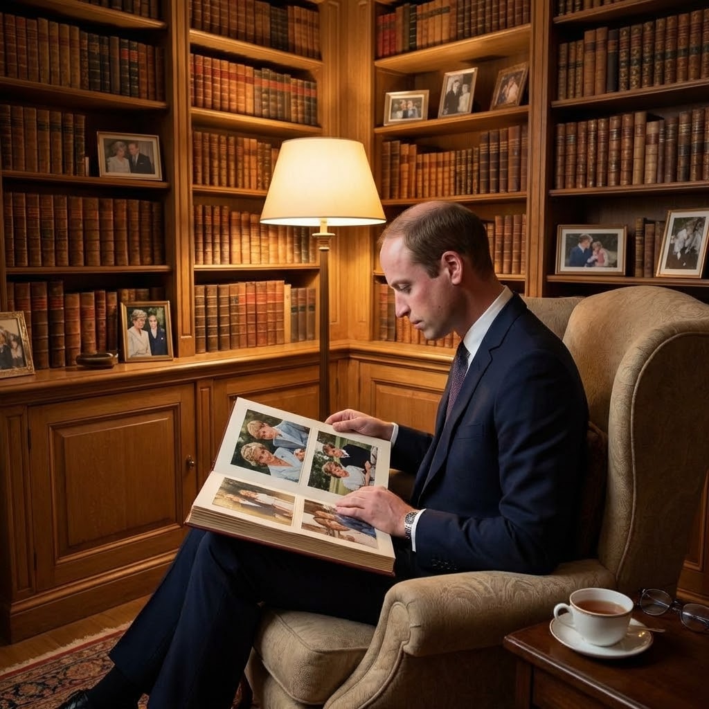 Thay đổi không gian căn phòng sách của bà Diana. Xóa hoàng tử Louis, Xóa hoàng tử Geogre, Xóa công chúa Charlotte, Xóa công nương Kate. Hoàng tử Willam ngồi một mình lặng lẽ xem lại album ảnh hồi nhỏ của hoàng tử William và bà Diana.