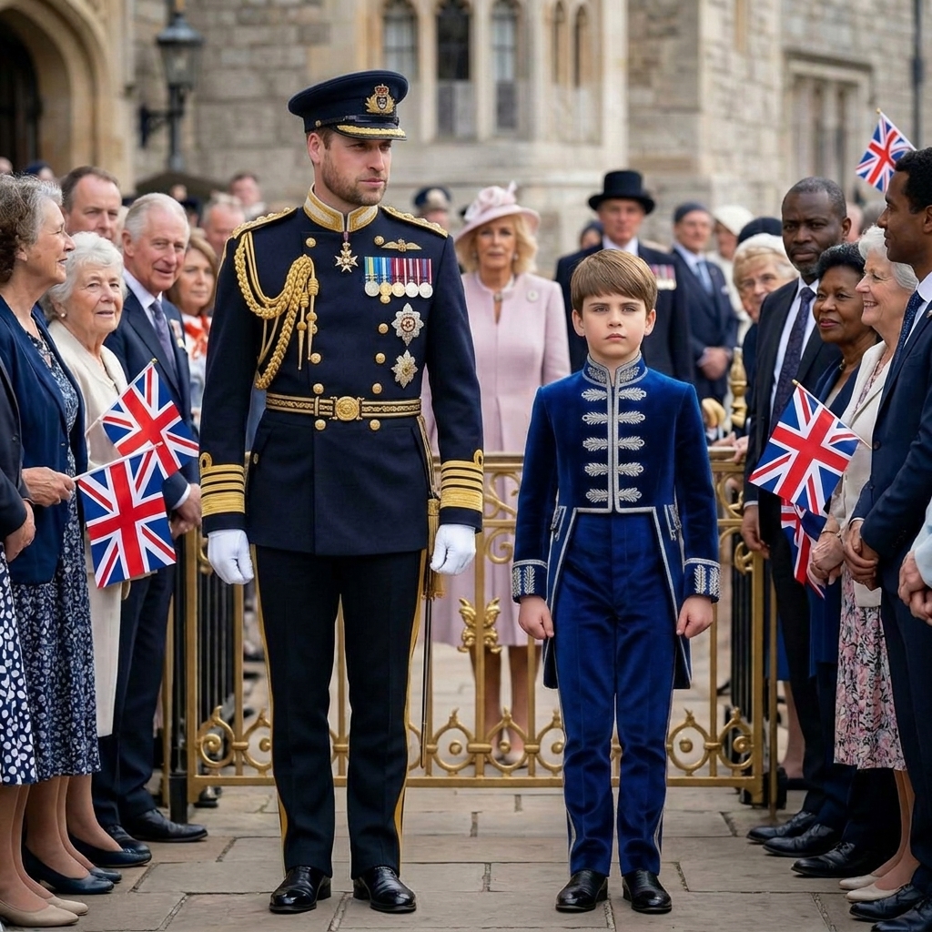 Thay đổi trang phục chuẩn hoàng gia khác cho hoàng tử William và hoàng tử Louis.