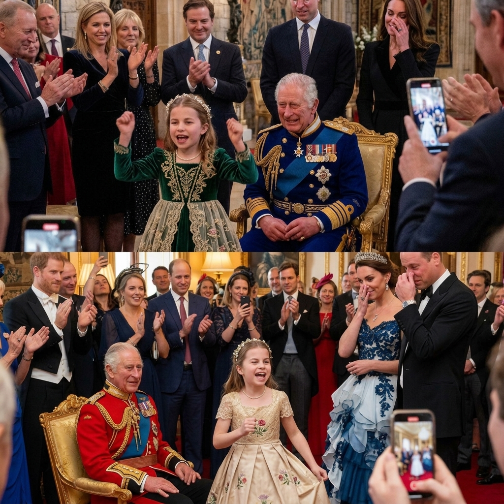 Thay đổi trang phục chuẩn hoàng gia khác cho công chúa Charlotte và vua Charles. Giữ nguyên bố cục ảnh.