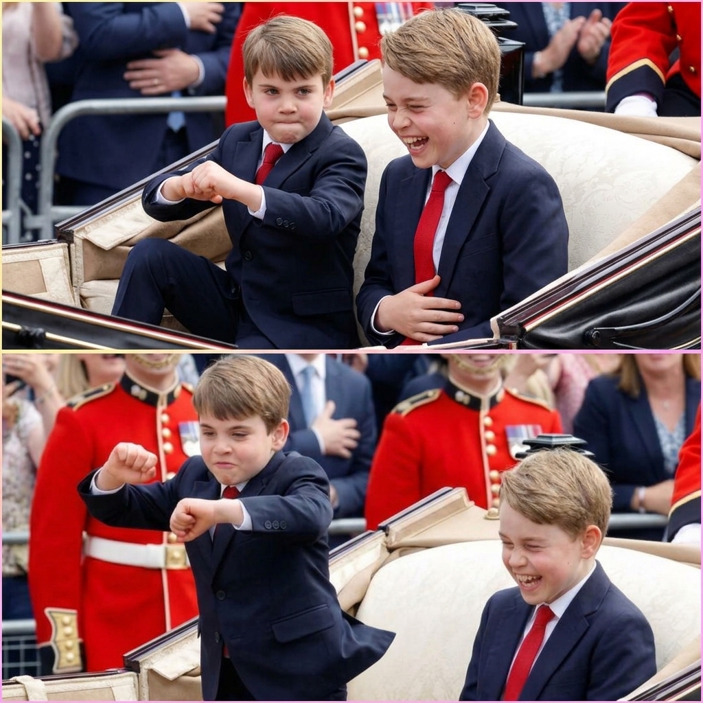 Giữ nguyên bố cục ảnh: Phần ảnh phía trên thay đổi điệu nhảy Gangnam Style kiểu phi ngựa hoàng tử Louis. Phần ảnh phía dưới giữ nguyên.