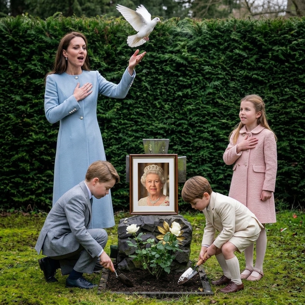 Thay đổi trang phục khác cho công nương Kate, hoàng tử Louis, Geogre và công chúa Charlotte. Thay di ảnh bà Diana thành bà Elizabeth II.