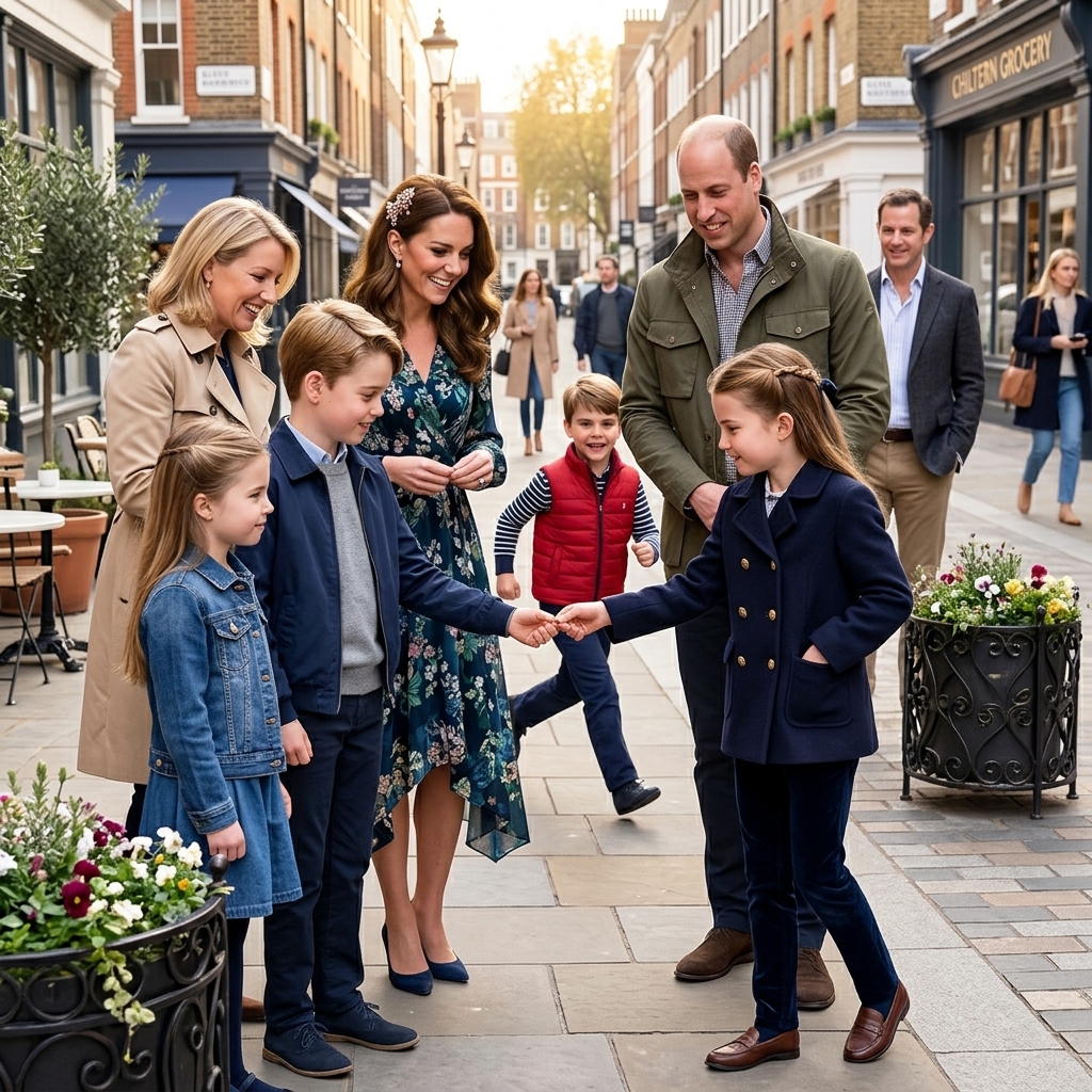 Thay đổi trang phục khác cho công nương Kate, công chúa Charlotte ,hoàng tử Louis và hoàng tử Geogre. Thay đổi không gian ngoài đường phố.