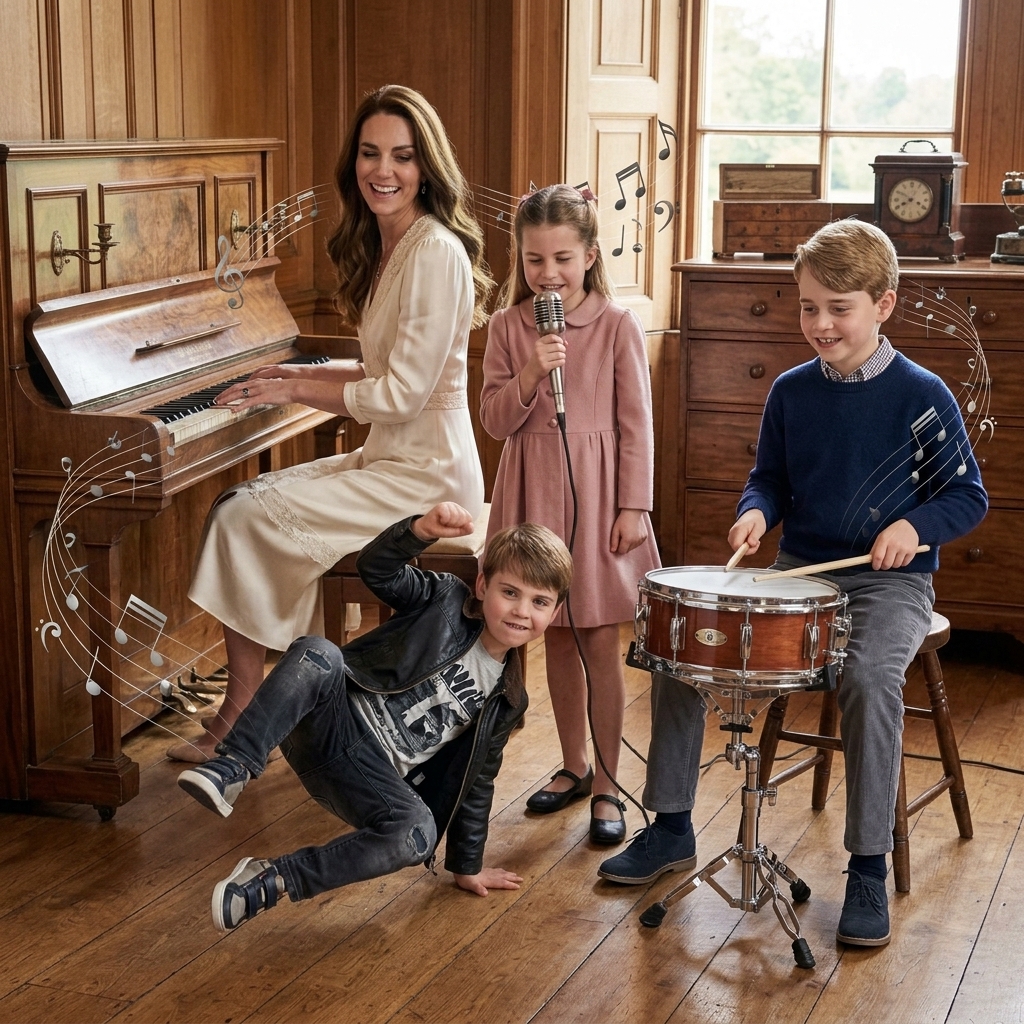 Thay đổi trang phục khác cho công nương Kate, công chúa Charlote và hoàng tử Louis. Thêm hoàng tử Geogre ngồi gõ trống và hoàng tử Louis nhảy hiphop.