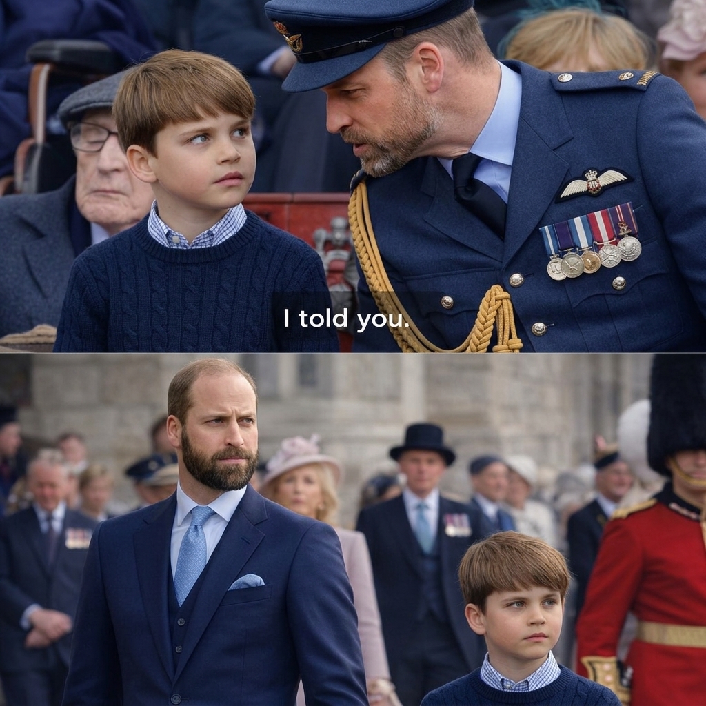 Thay đổi trang phục khác cho hoàng tử Louis. Giữ nguyên bố cục ảnh: Phần ảnh dưới thêm râu cua nón như phần ảnh trên cho hoàng tử William và không đội nón.