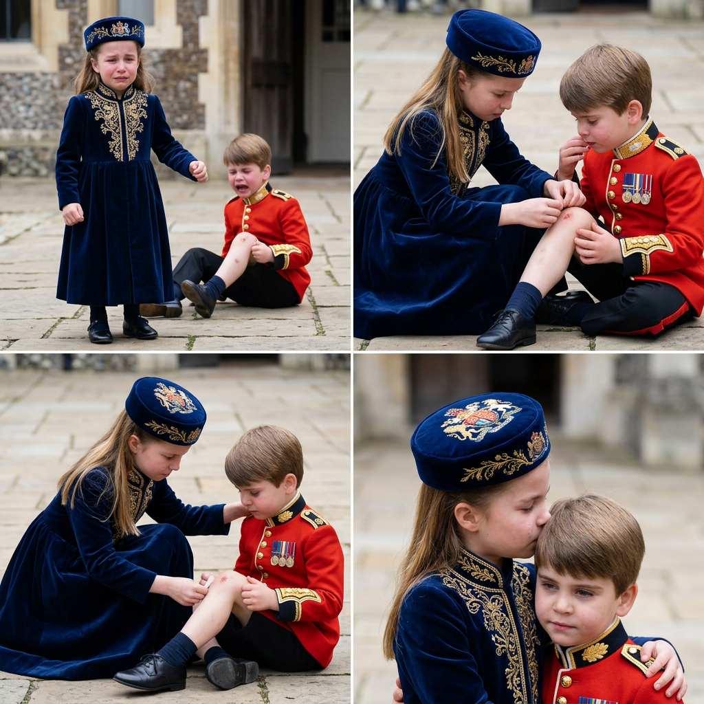 Thay đổi trang phục chuẩn hoàng gia khác cho công chúa Charlotte và hoàng tử Louis.
